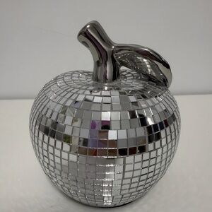 Shimmering Silver Mosaic Apple Decor